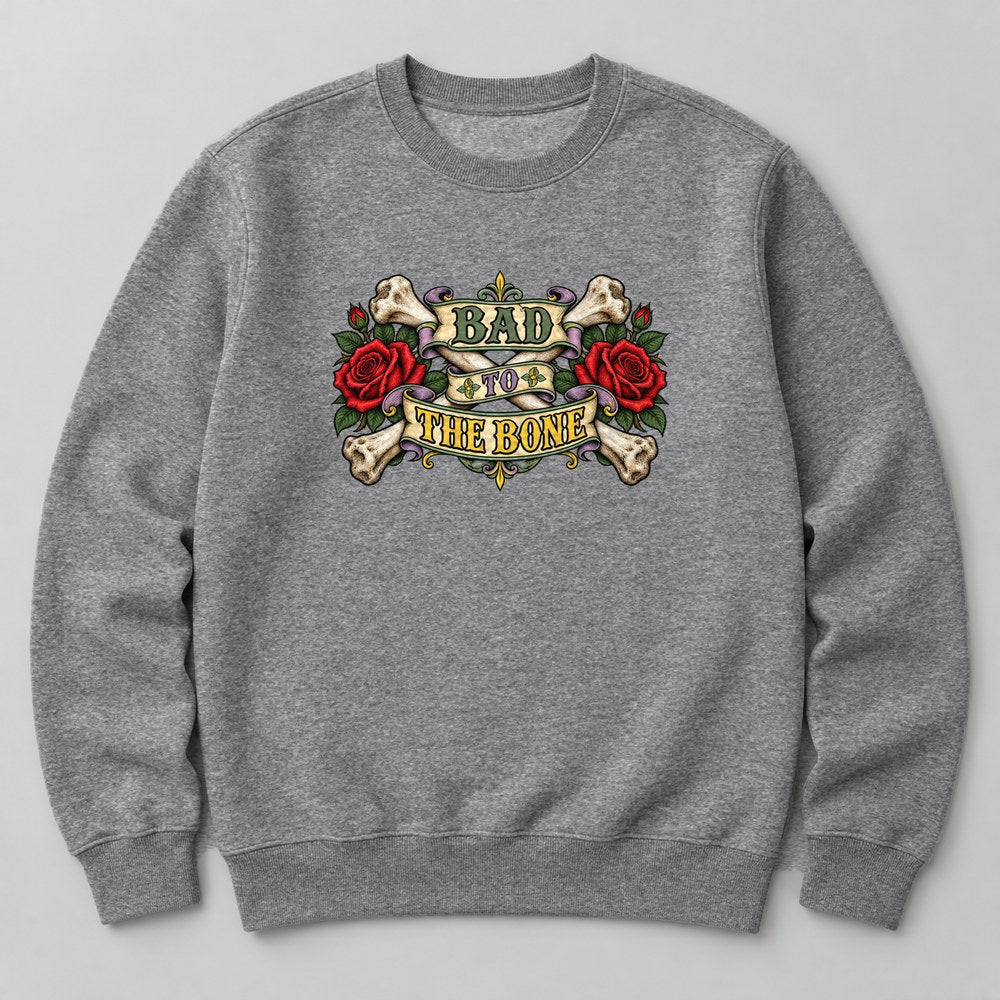 Bad to the Bone Sweatshirt in Heather Grey