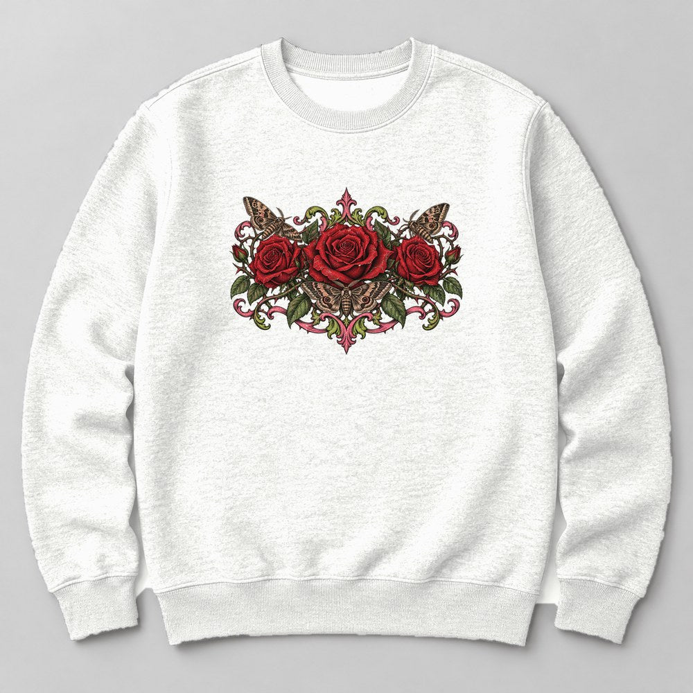 Gothic Roses Sweatshirt in White