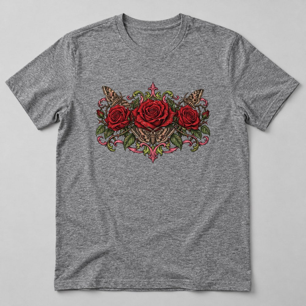 Gothic Roses T-Shirt in Heather Grey