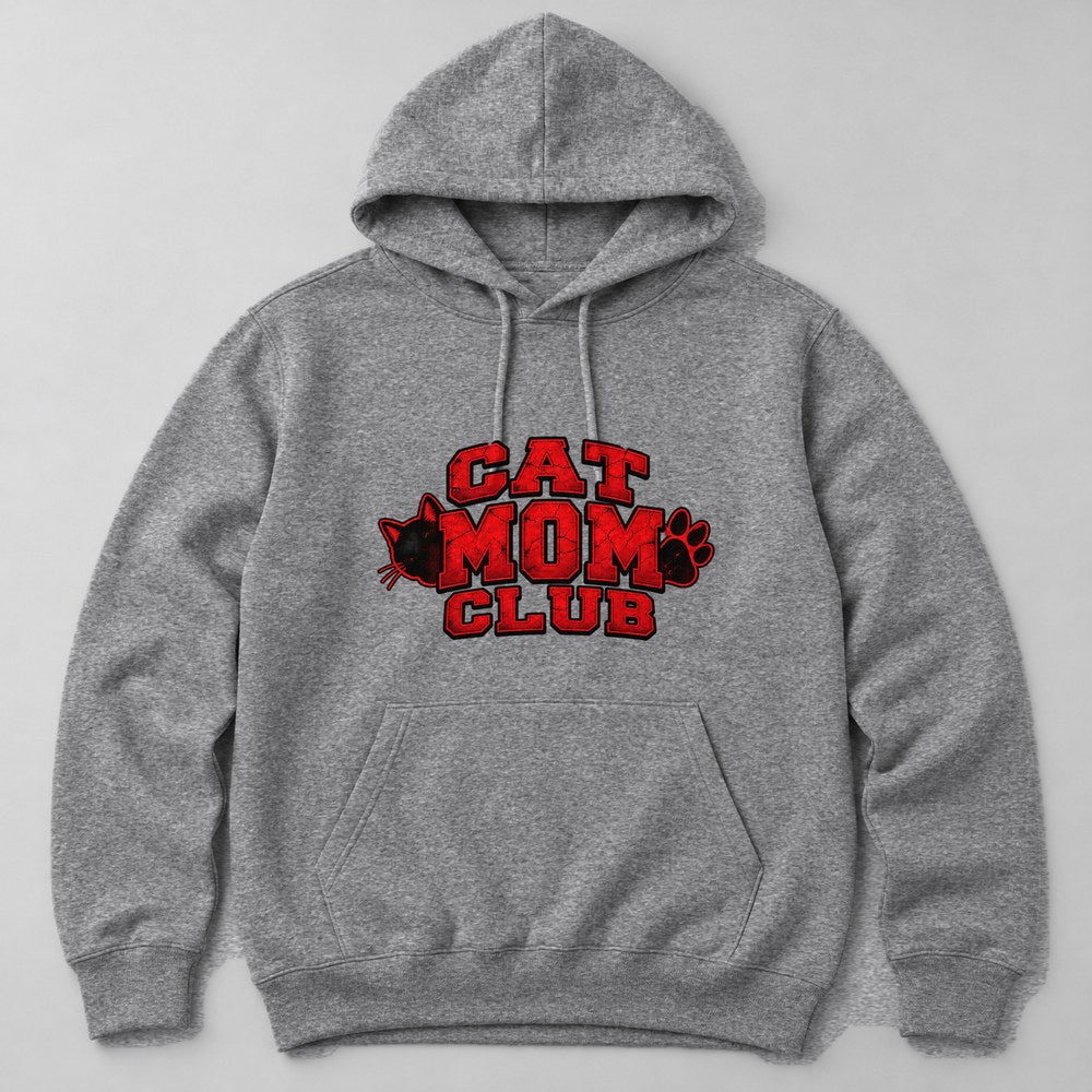 Cat Mom Club Hoodie in Heather Grey
