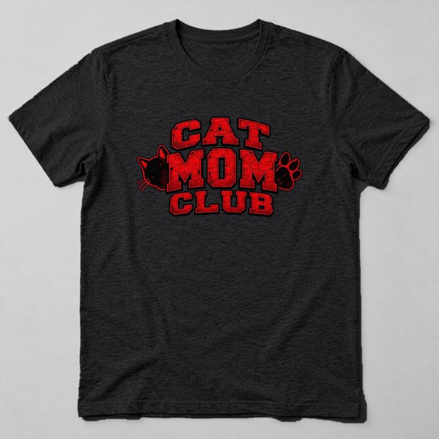 Cat Mom Club T-Shirt in Black