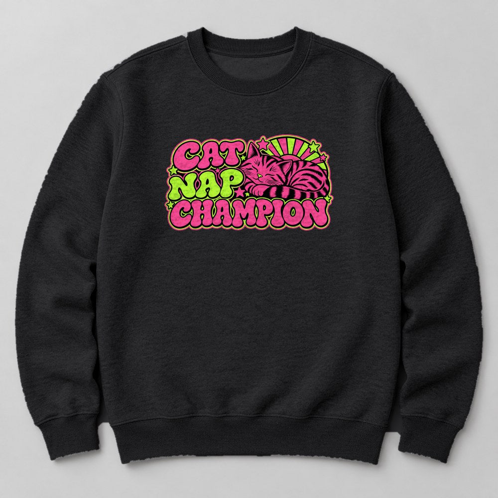 Cat Nap Champion Sweatshirt in Black