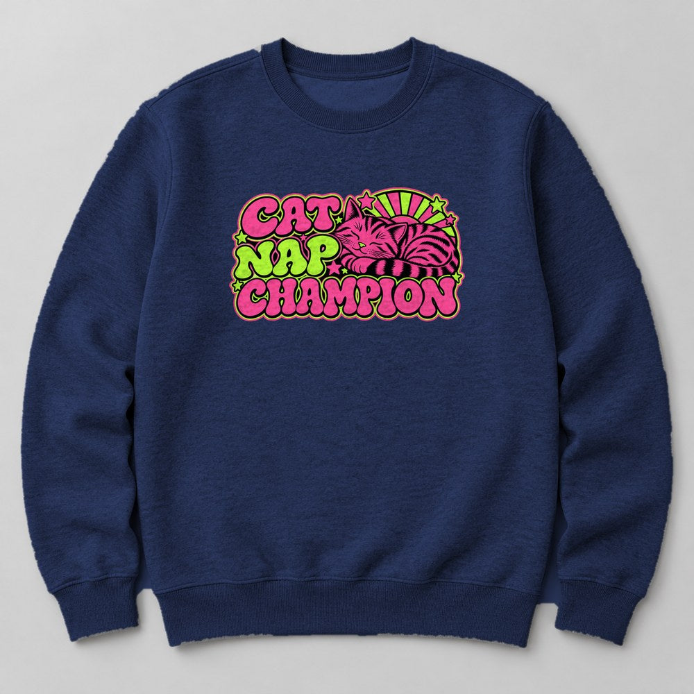 Cat Nap Champion Sweatshirt in Navy