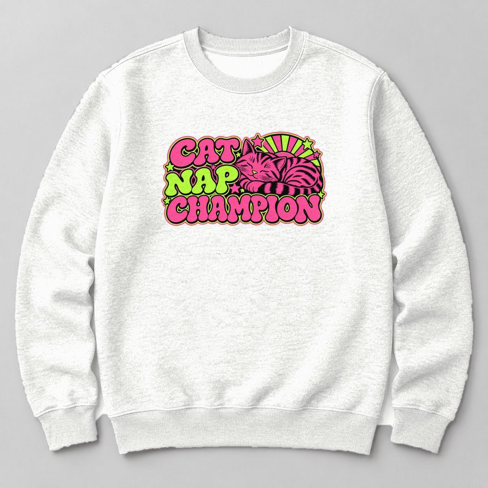 Cat Nap Champion Sweatshirt in White
