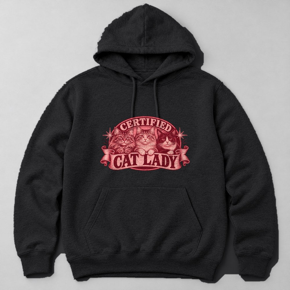 Certified Cat Lady Hoodie in Black