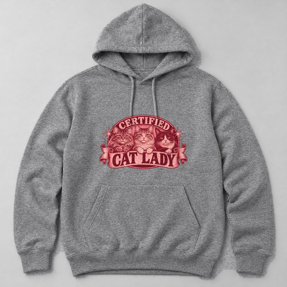 Certified Cat Lady Hoodie in Heather Grey