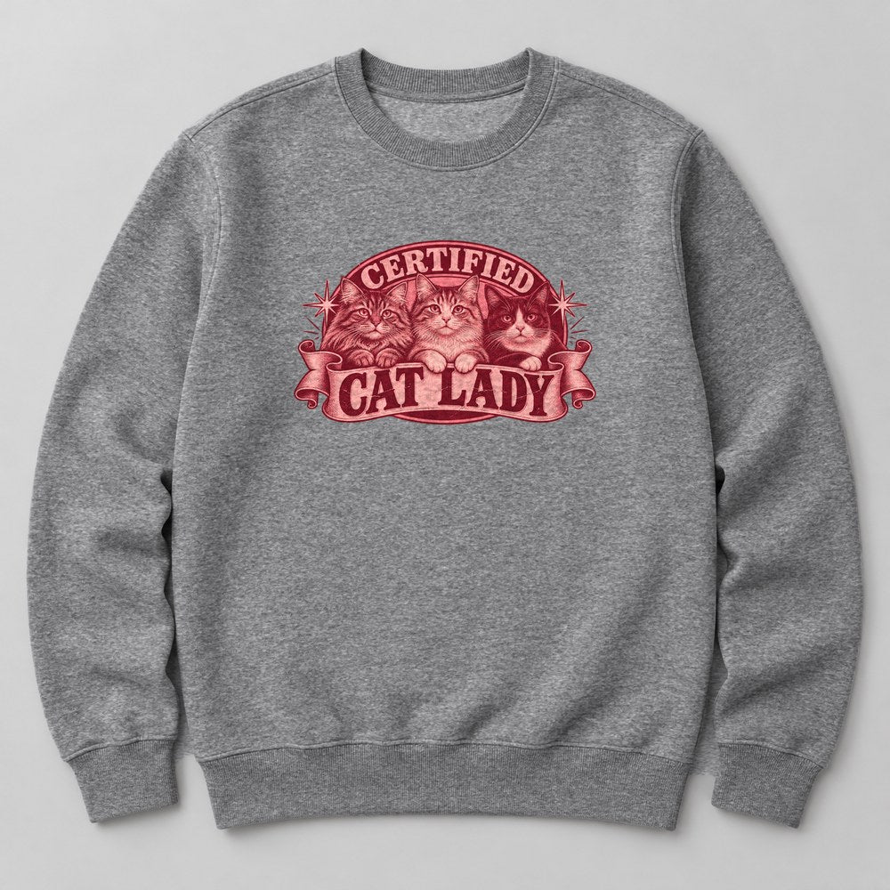 Certified Cat Lady Sweatshirt in Heather Grey