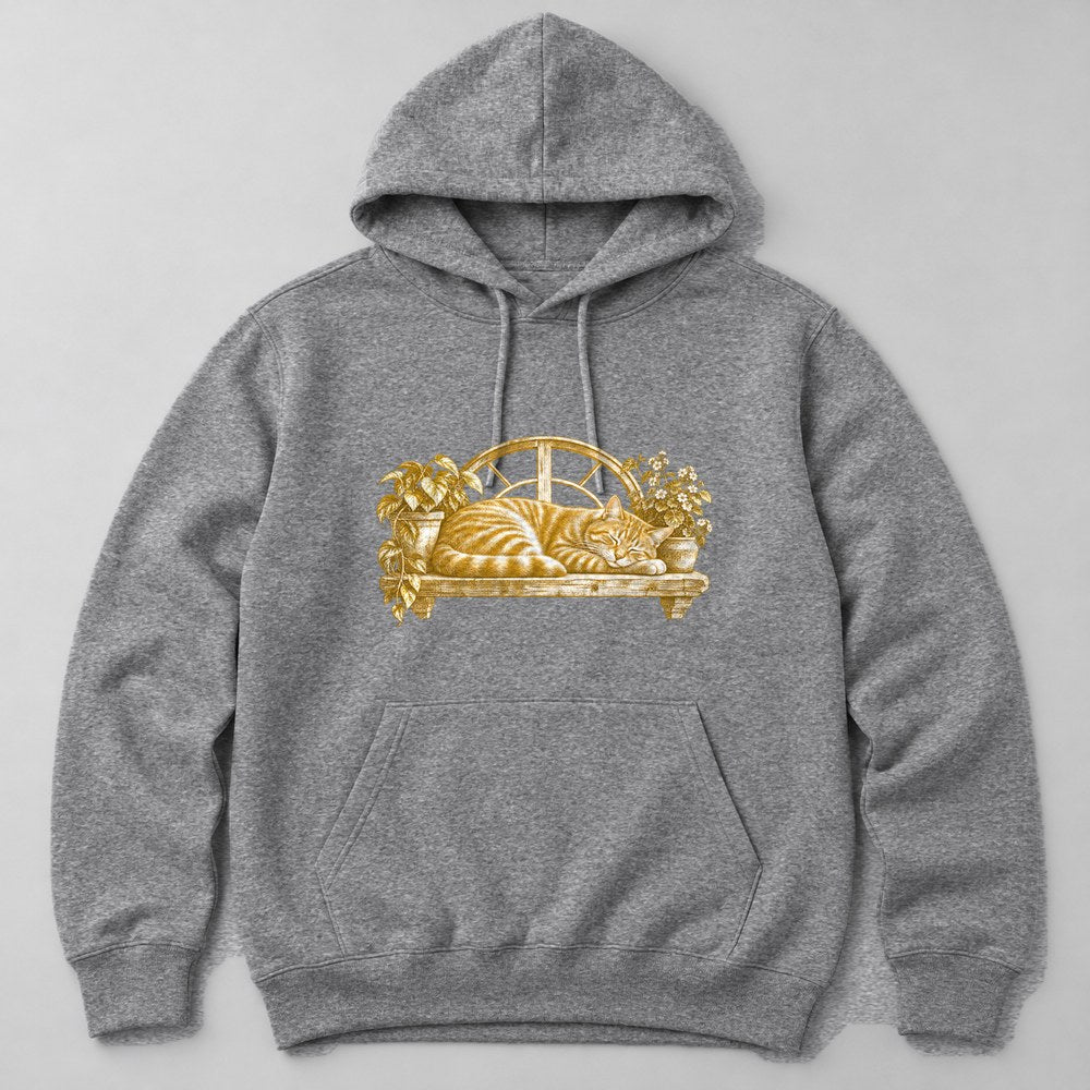 Orange Tabby Window Hoodie in Heather Grey