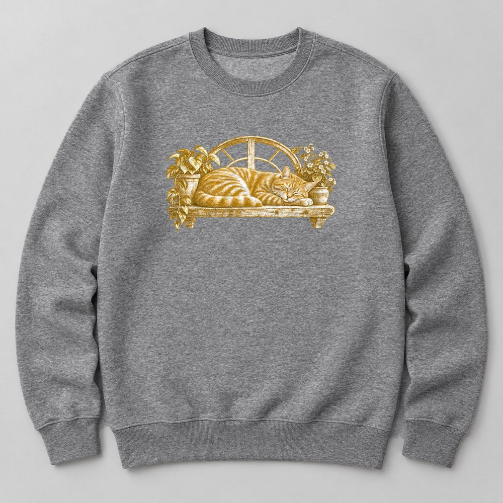 Orange Tabby Window Sweatshirt in Heather Grey