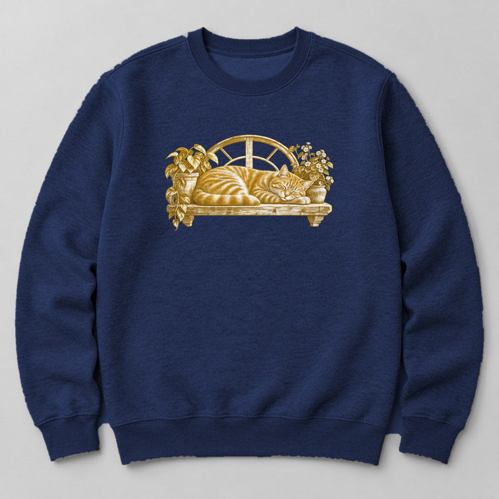 Orange Tabby Window Sweatshirt in Navy