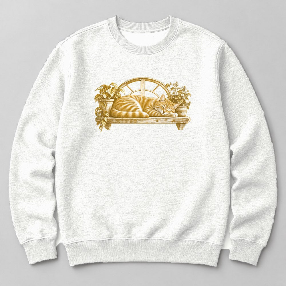 Orange Tabby Window Sweatshirt in White
