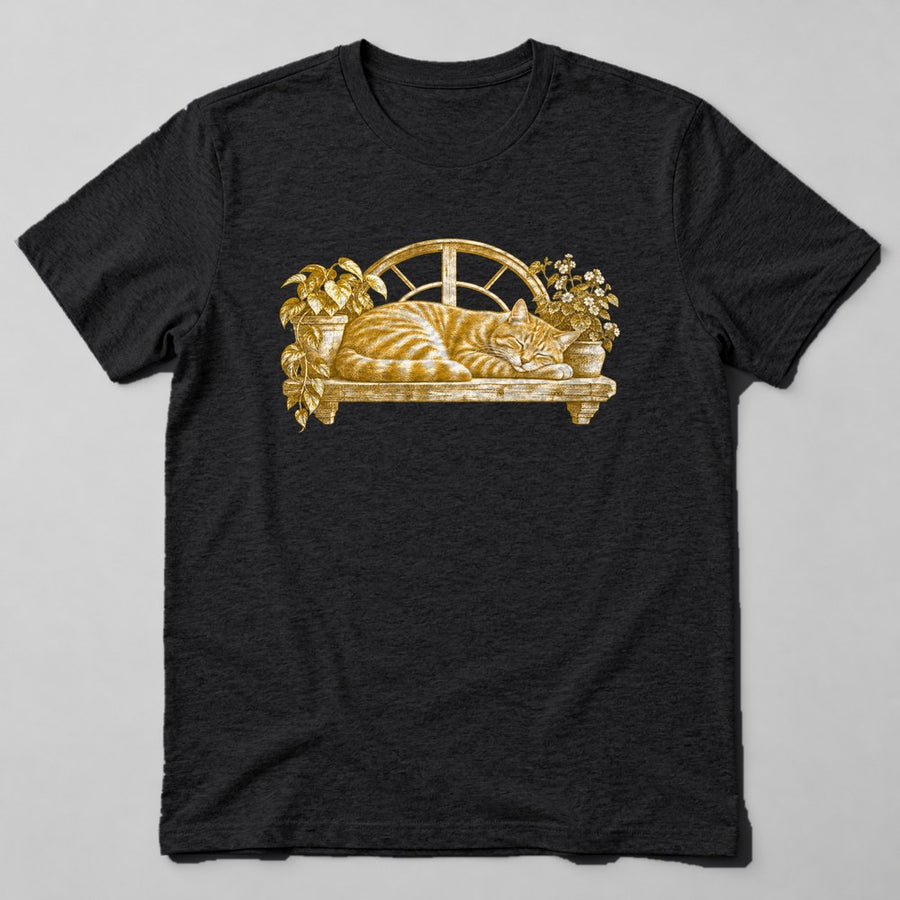 Orange Tabby Window T-Shirt in Black