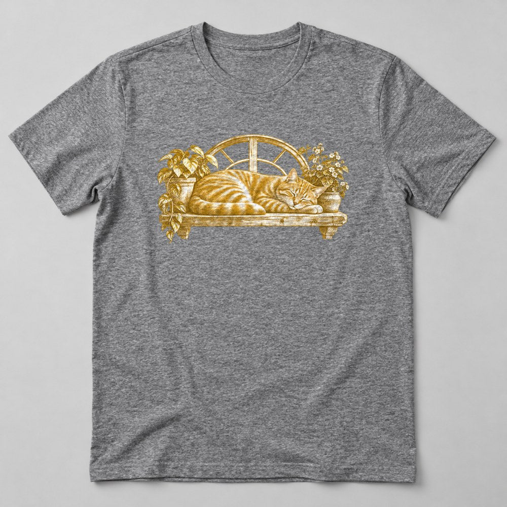 Orange Tabby Window T-Shirt in Heather Grey
