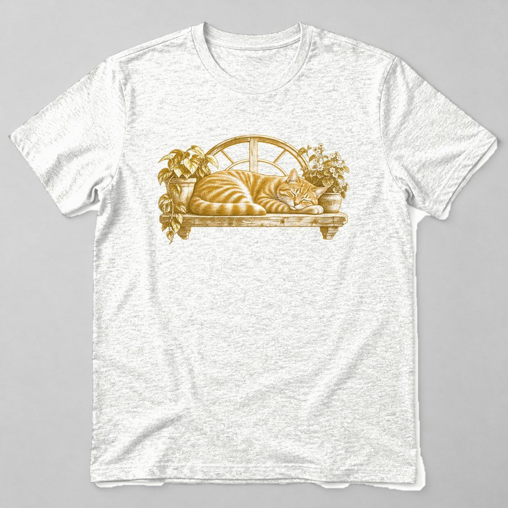 Orange Tabby Window T-Shirt in White