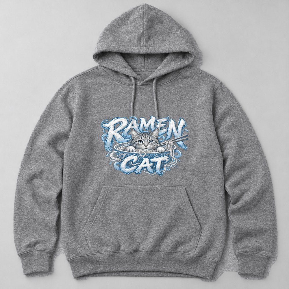 Ramen Cat Hoodie in Heather Grey