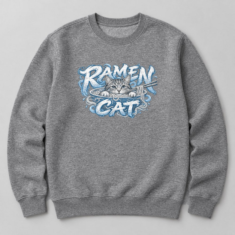 Ramen Cat Sweatshirt in Heather Grey
