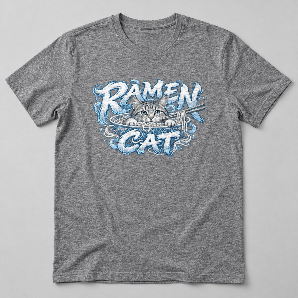 Ramen Cat T-Shirt in Heather Grey