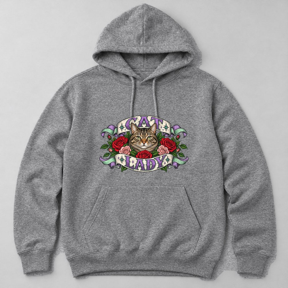 Cat Lady Hoodie in Heather Grey