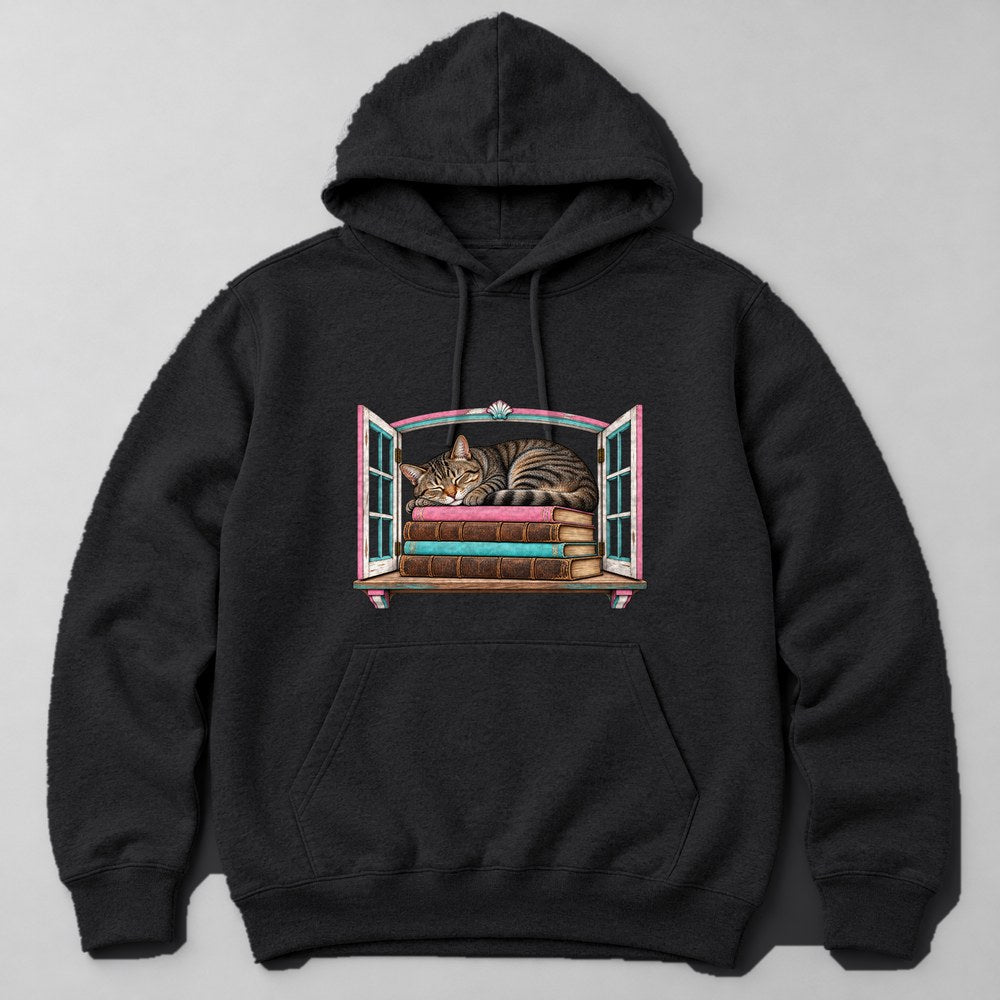 Cat Bookstore Hoodie in Black