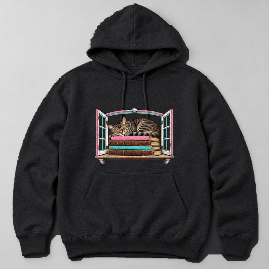 Cat Bookstore Hoodie in Black