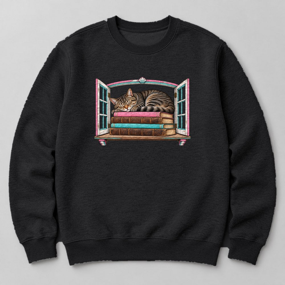Cat Bookstore Sweatshirt in Black