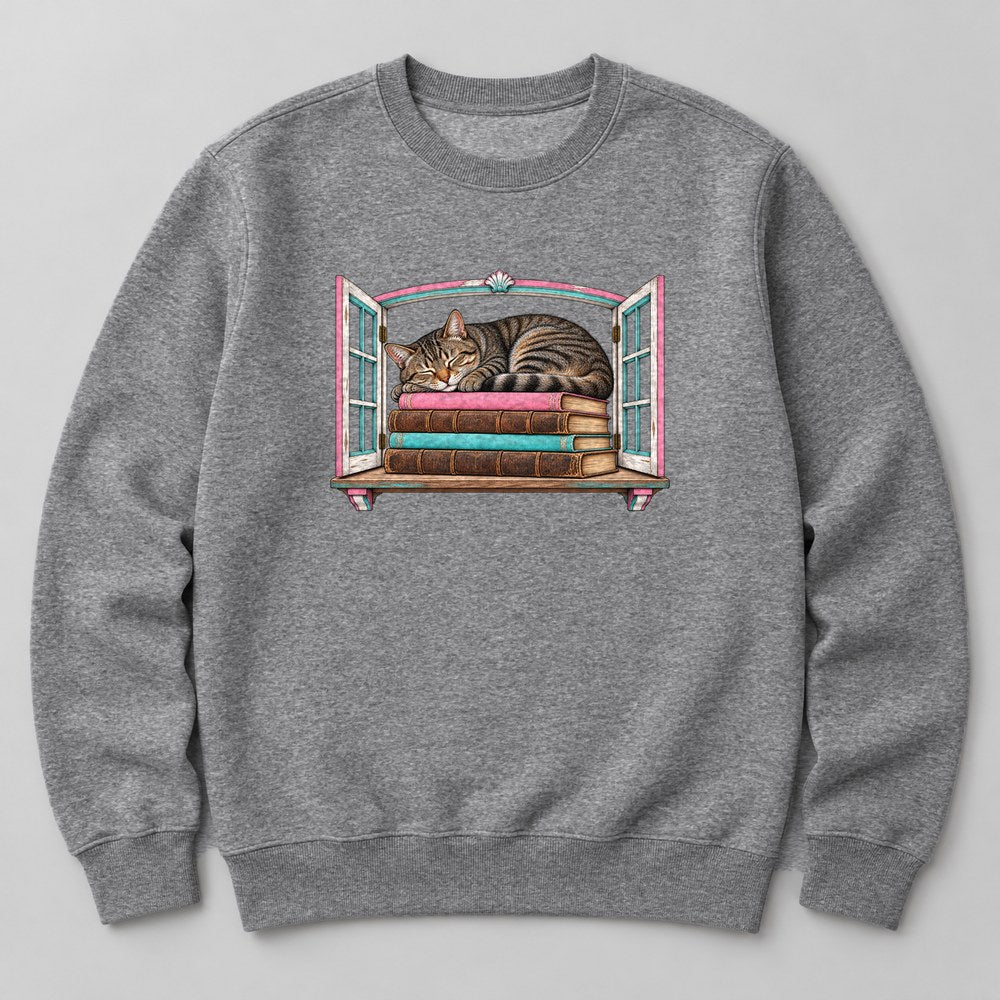 Cat Bookstore Sweatshirt in Heather Grey