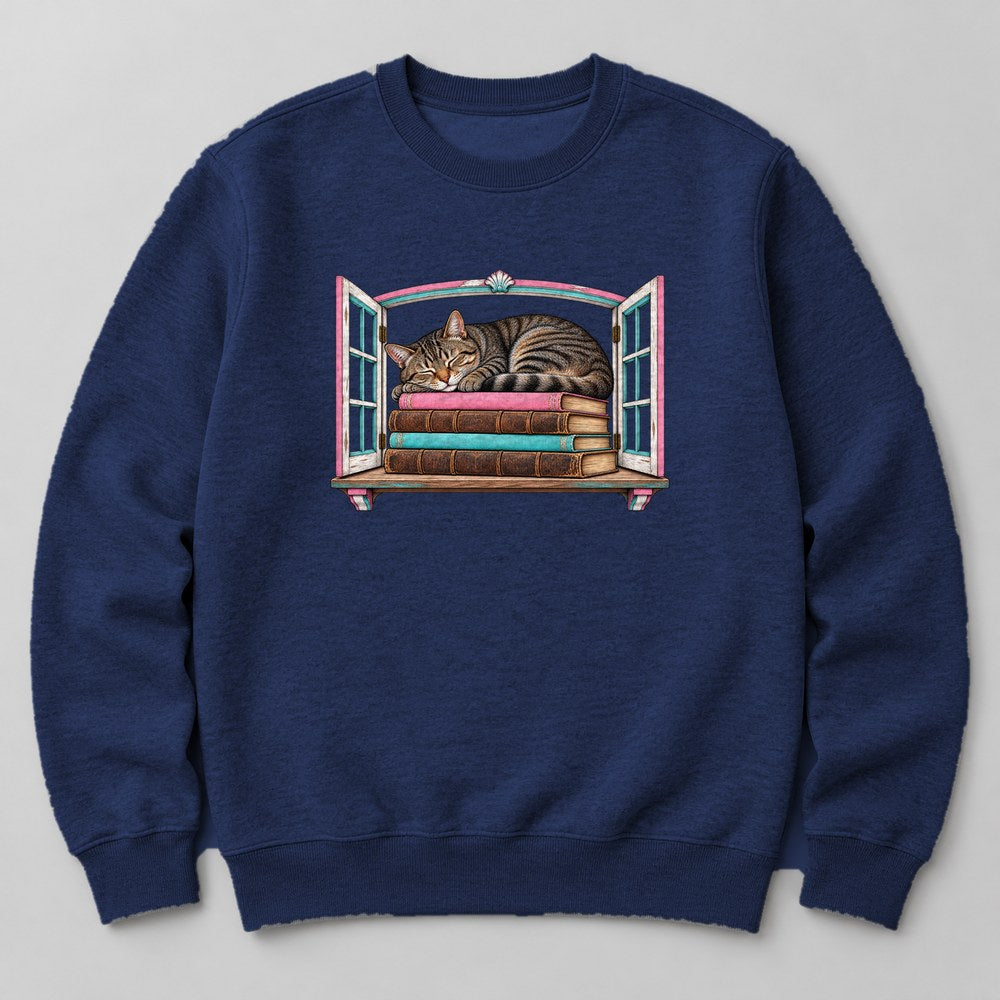 Cat Bookstore Sweatshirt in Navy
