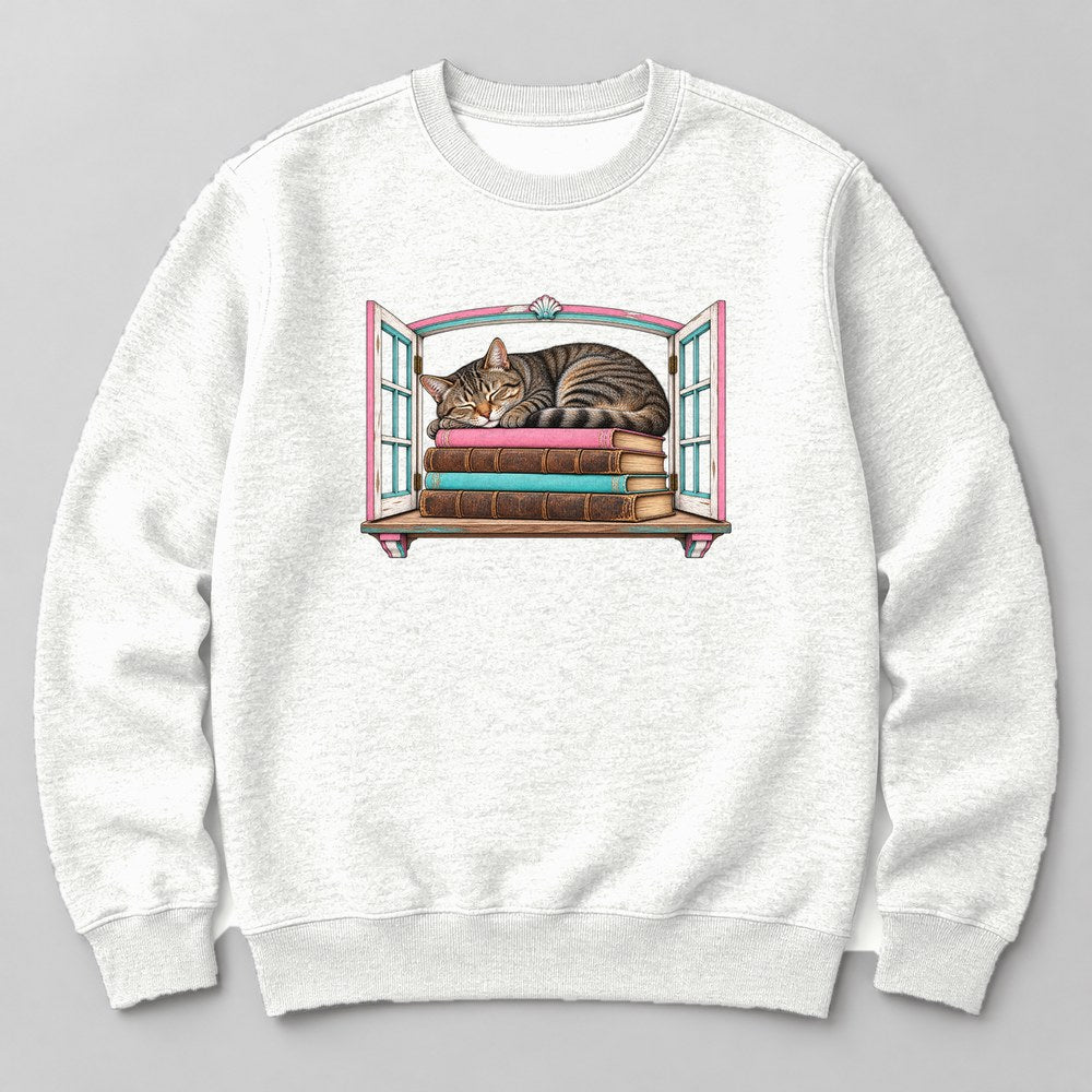 Cat Bookstore Sweatshirt in White