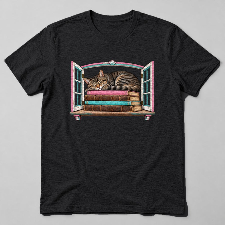 Cat Bookstore T-Shirt in Black