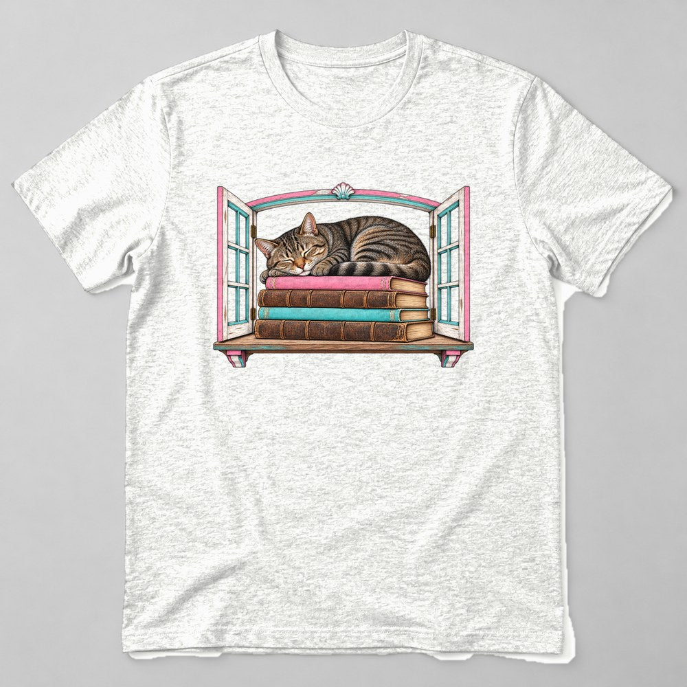 Cat Bookstore T-Shirt in White