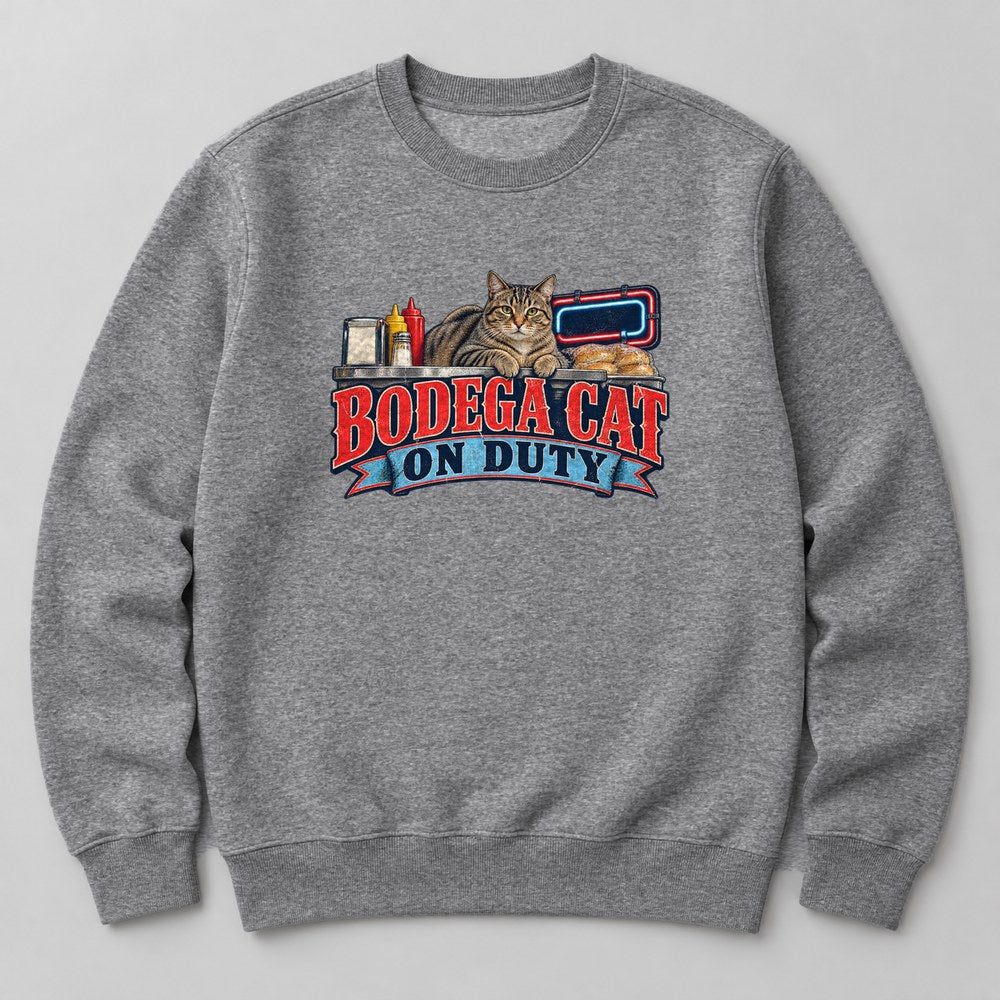 Bodega Cat on Duty Sweatshirt in Heather Grey