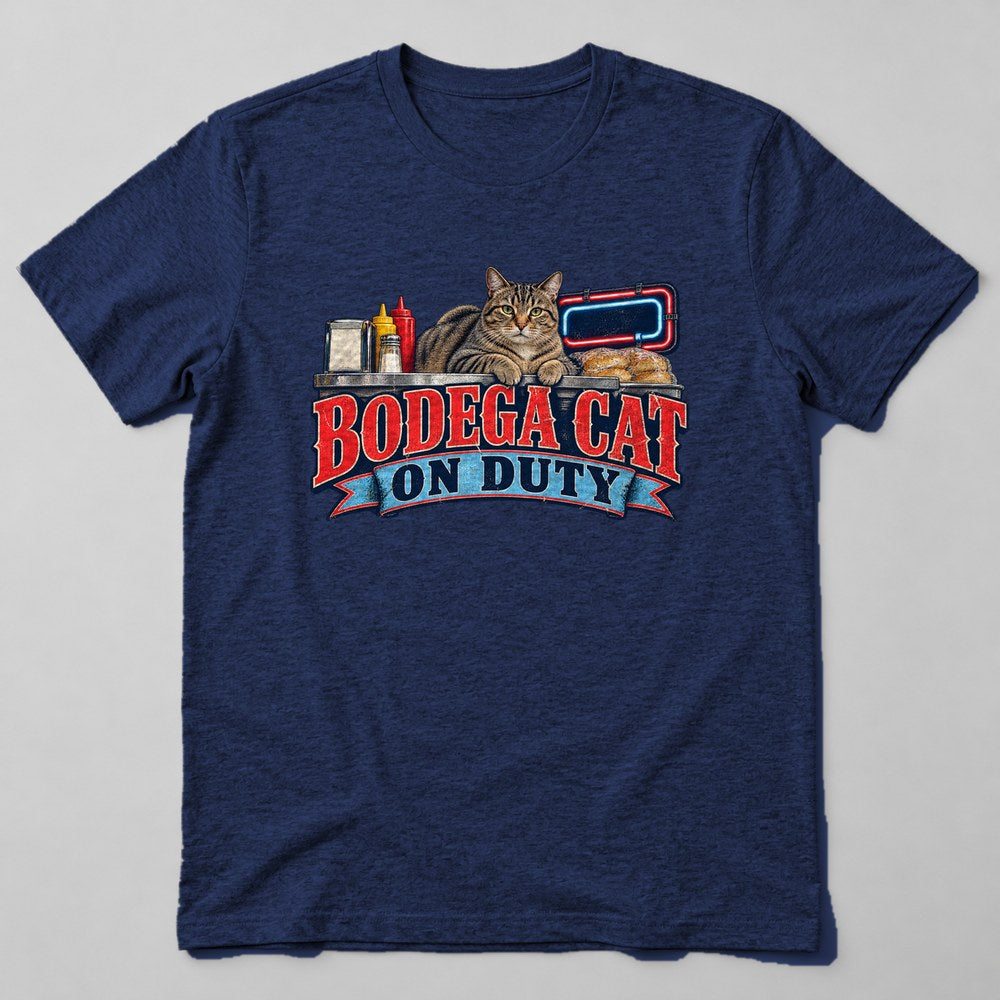 Bodega Cat on Duty T-Shirt in Navy