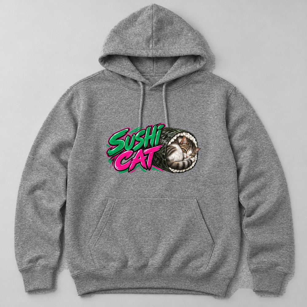 Sushi Cat Hoodie in Heather Grey