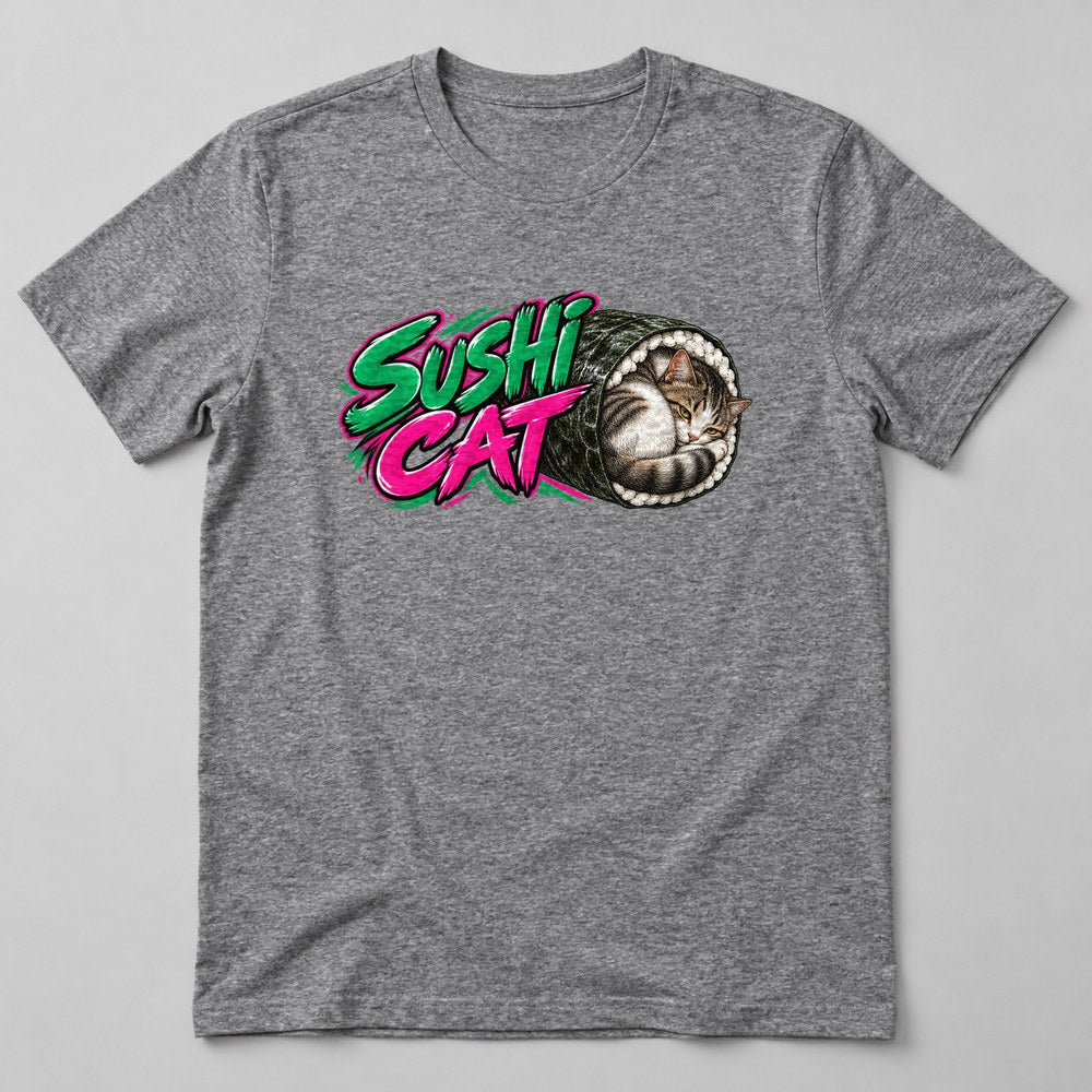 Sushi Cat T-Shirt in Heather Grey