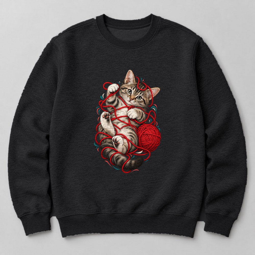 Kitten Yarn Sweatshirt in Black