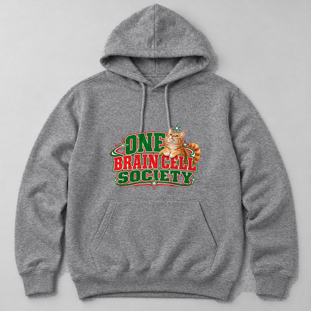 One Brain Cell Society Hoodie in Heather Grey
