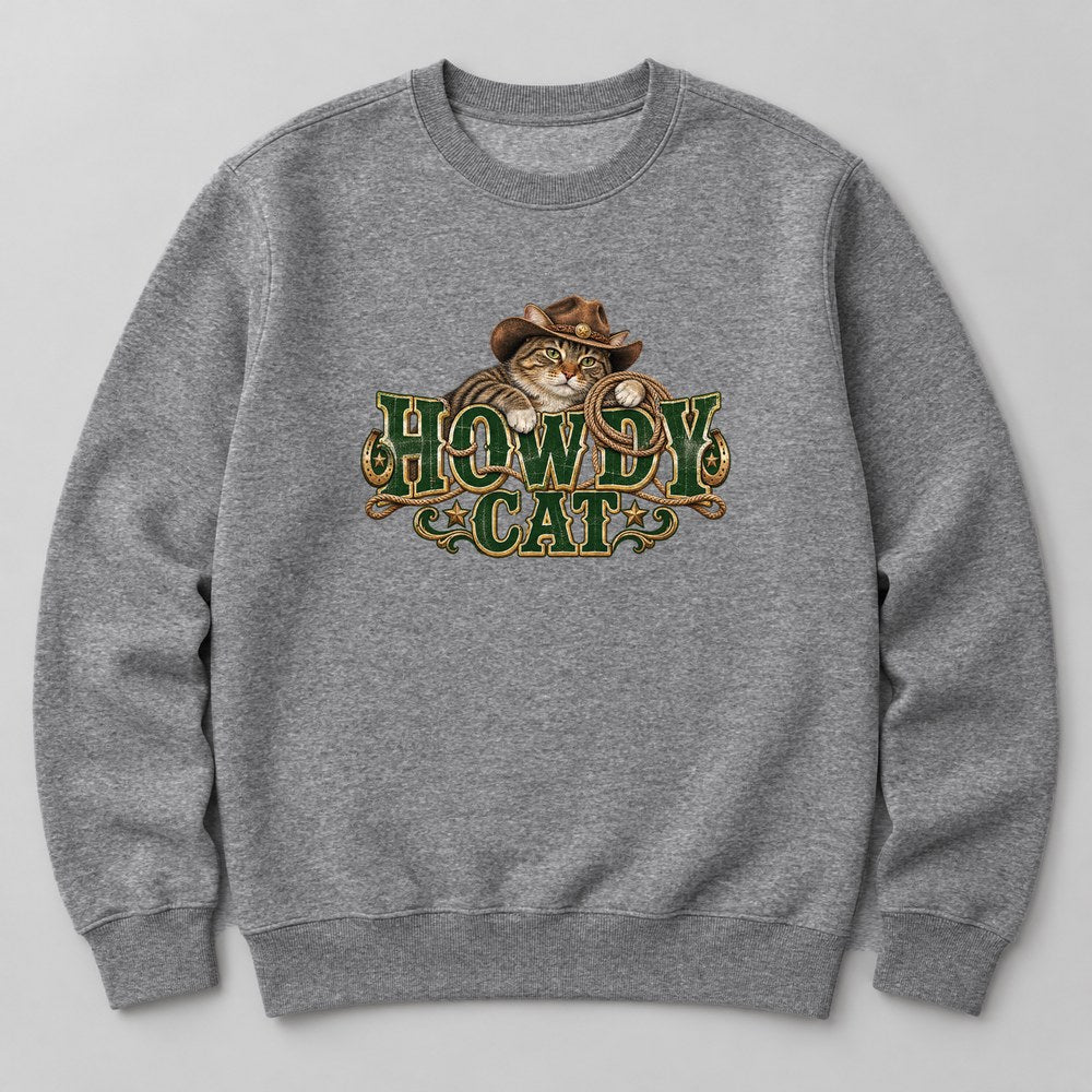 Howdy Cat Sweatshirt in Heather Grey