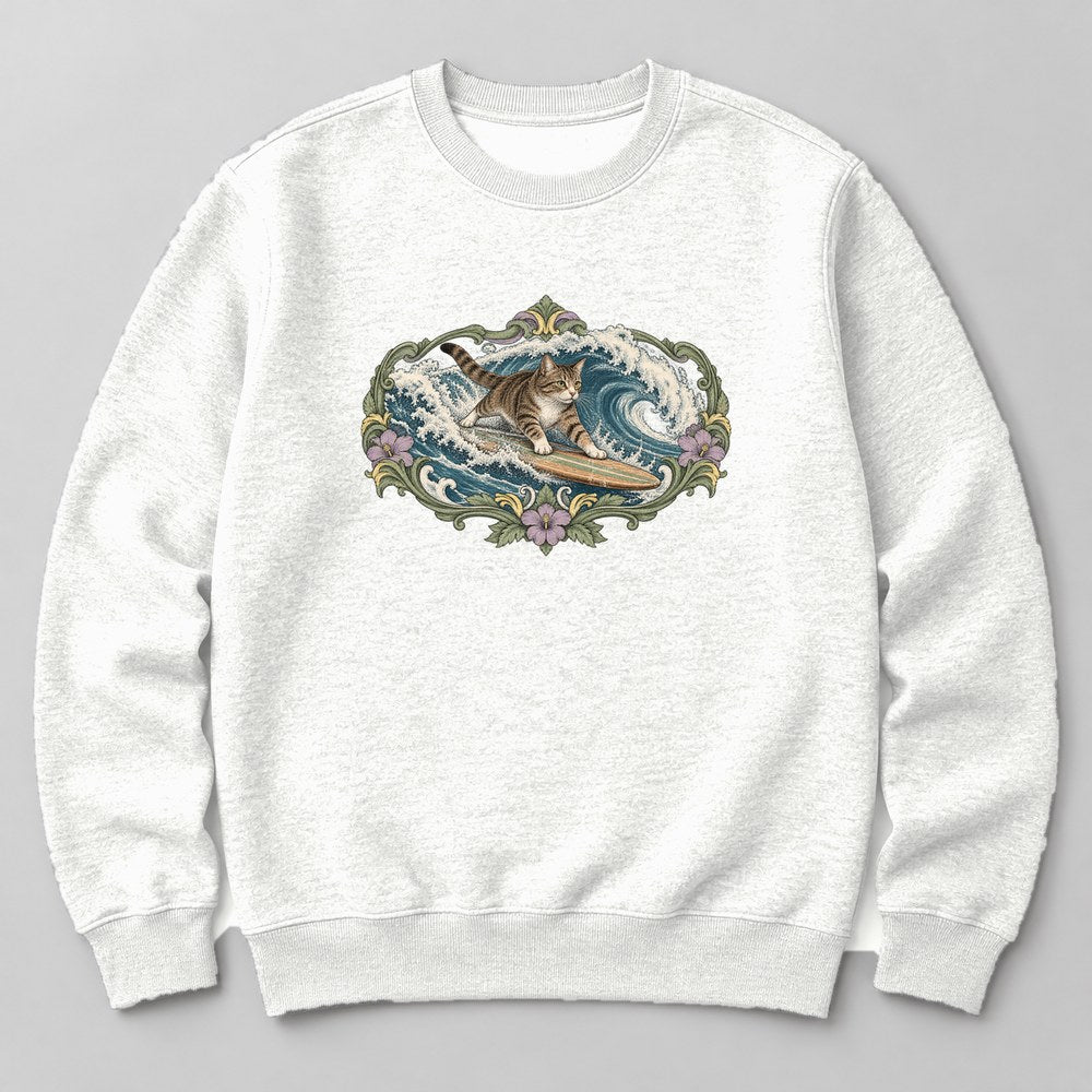 Cat Great Wave Sweatshirt in White