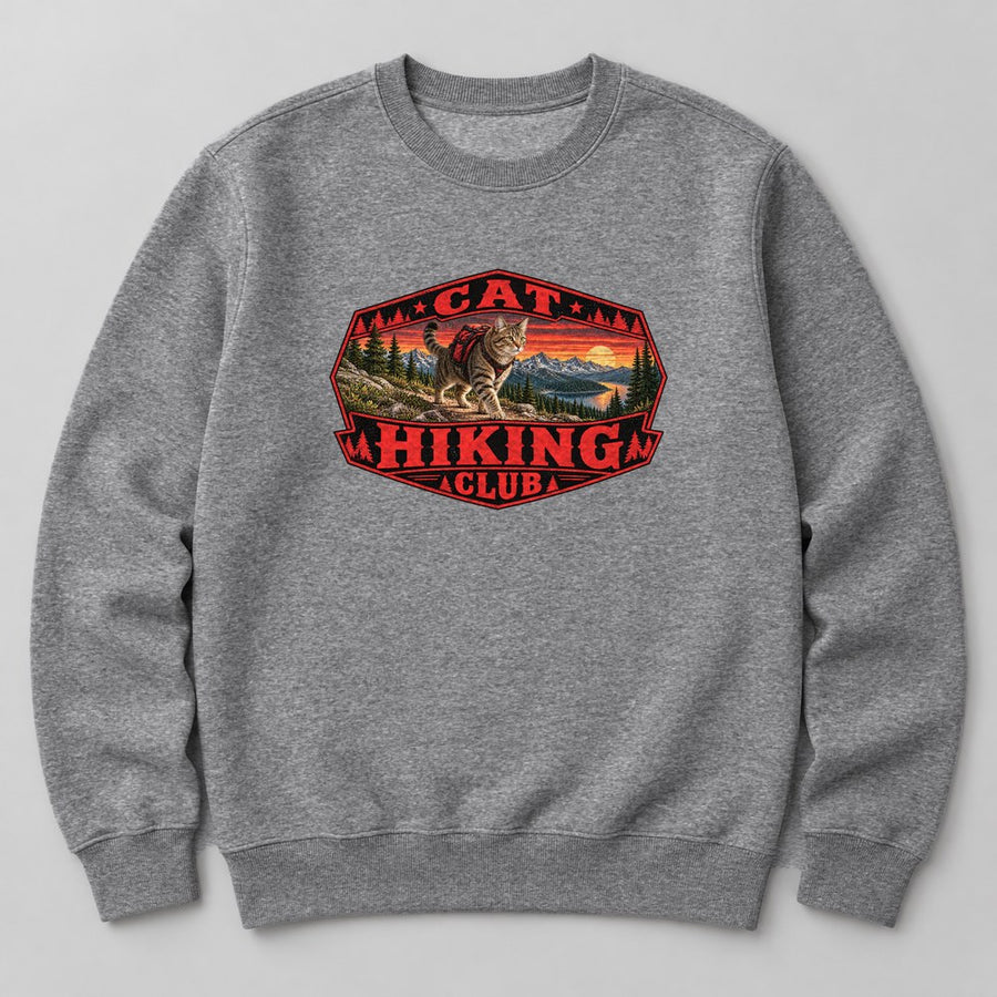 Cat Hiking Club Sweatshirt in Heather Grey