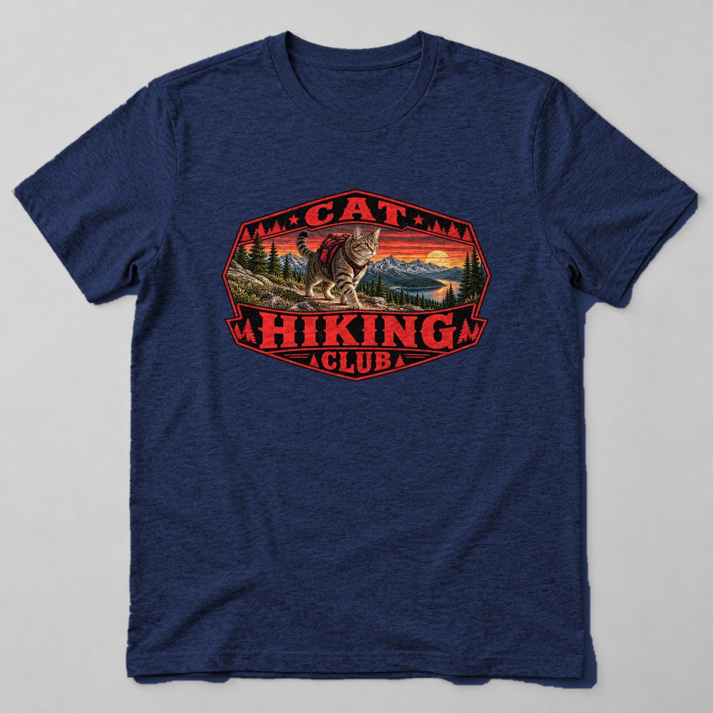 Cat Hiking Club T-Shirt in Navy