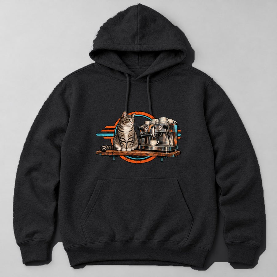 Cat Coffee Shop Hoodie in Black