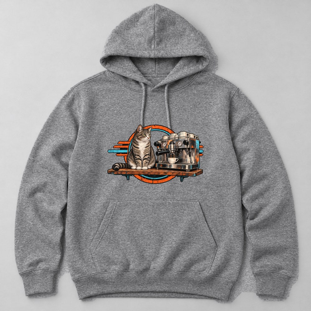 Cat Coffee Shop Hoodie in Heather Grey