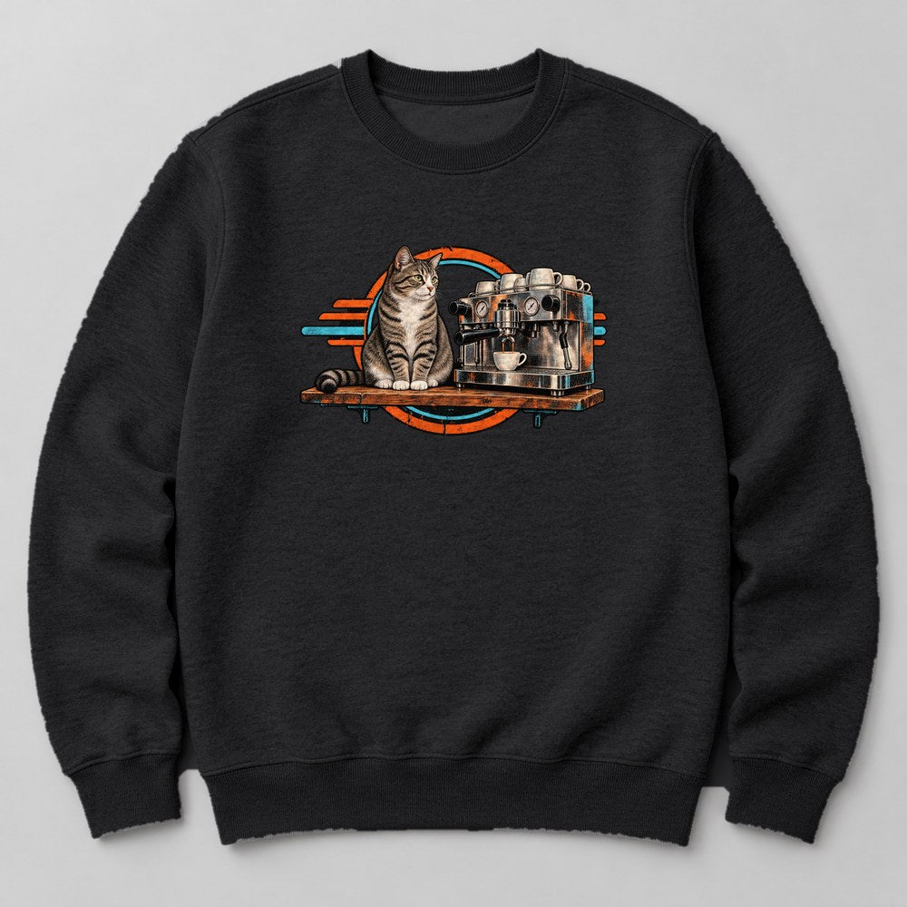 Cat Coffee Shop Sweatshirt in Black