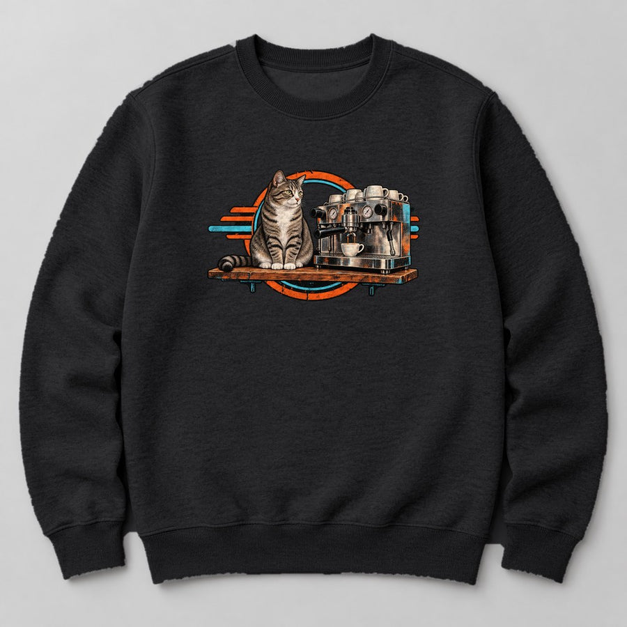 Cat Coffee Shop Sweatshirt in Black