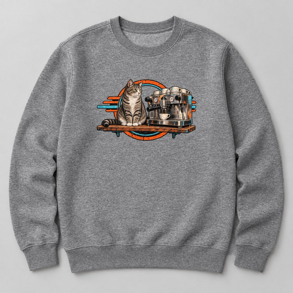 Cat Coffee Shop Sweatshirt in Heather Grey