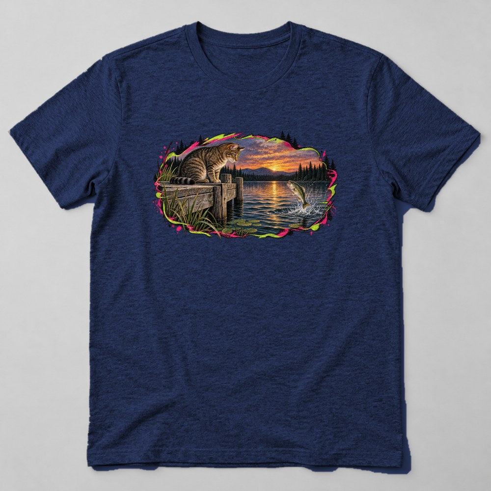 Cat Fishing T-Shirt in Navy