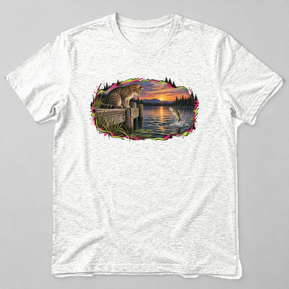 Cat Fishing T-Shirt in White