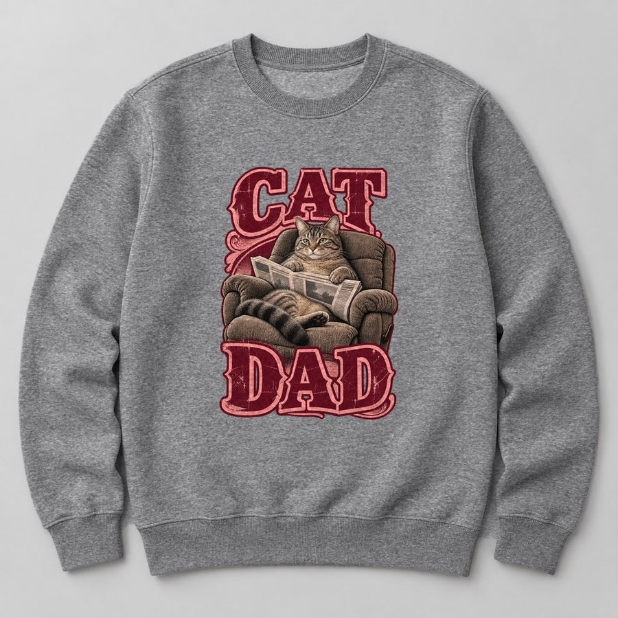 Cat Dad Sweatshirt in Heather Grey