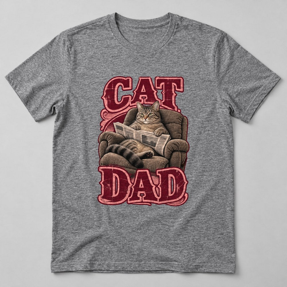 Cat Dad T-Shirt in Heather Grey