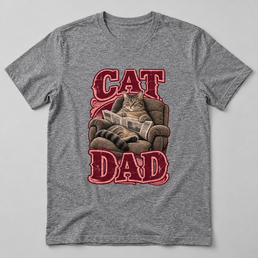 Cat Dad T-Shirt in Heather Grey